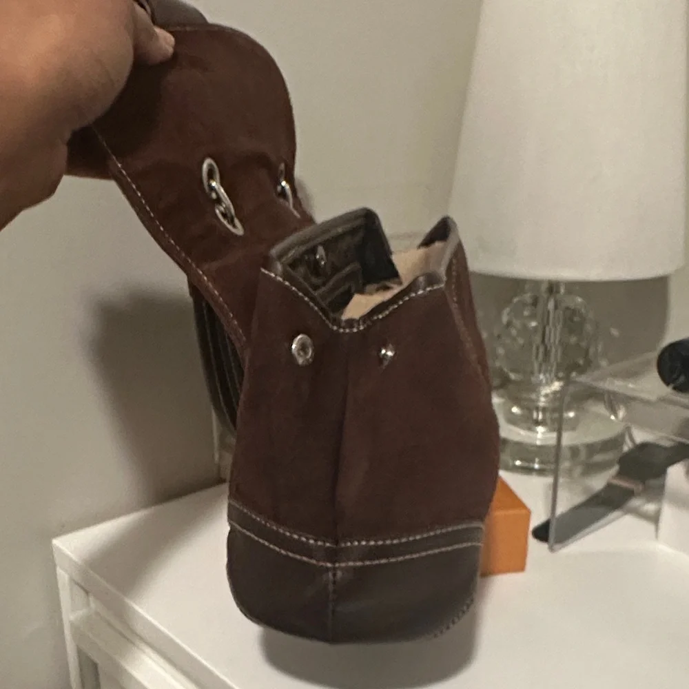 Coach Dark Brown Leather and Suede Briefcase